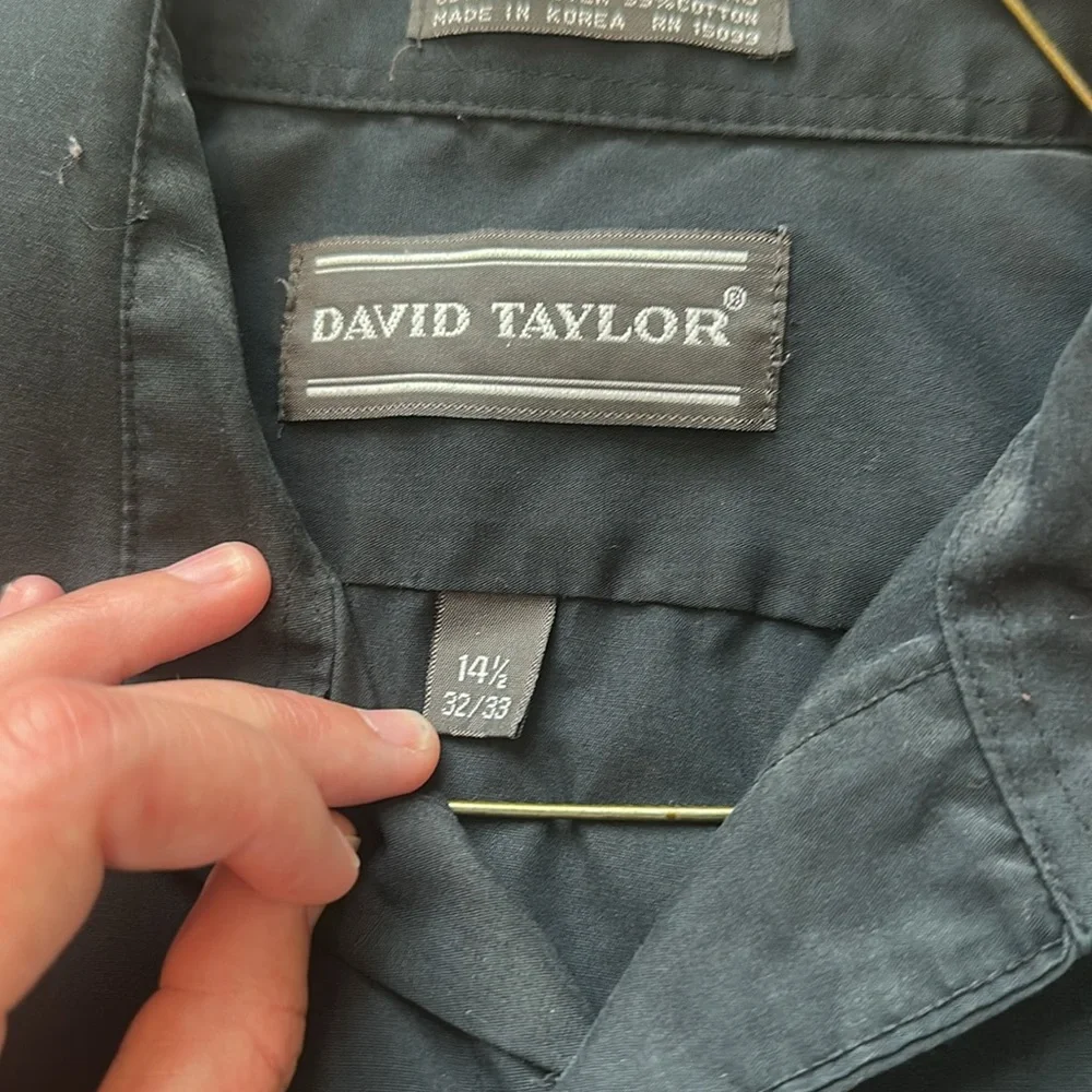 David Taylor black button down - size small